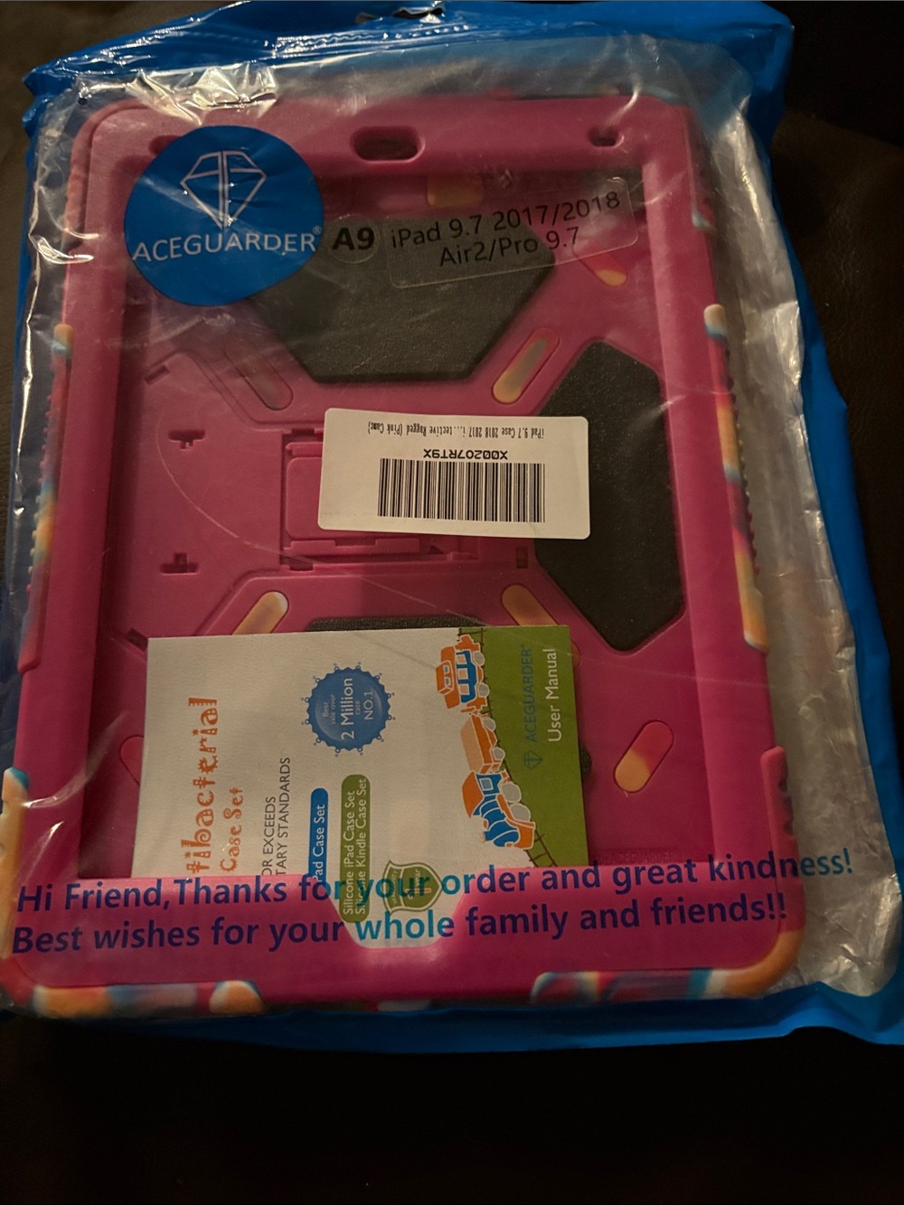 Aceguarder Pink Shockproof Tablet Case for 9.7" iPad (2017/2018)
